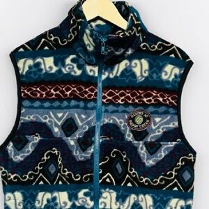 Vintage Merkley Fleece Vest Mens Sz M Logo Resort At Squaw Creek Aztec Colorful